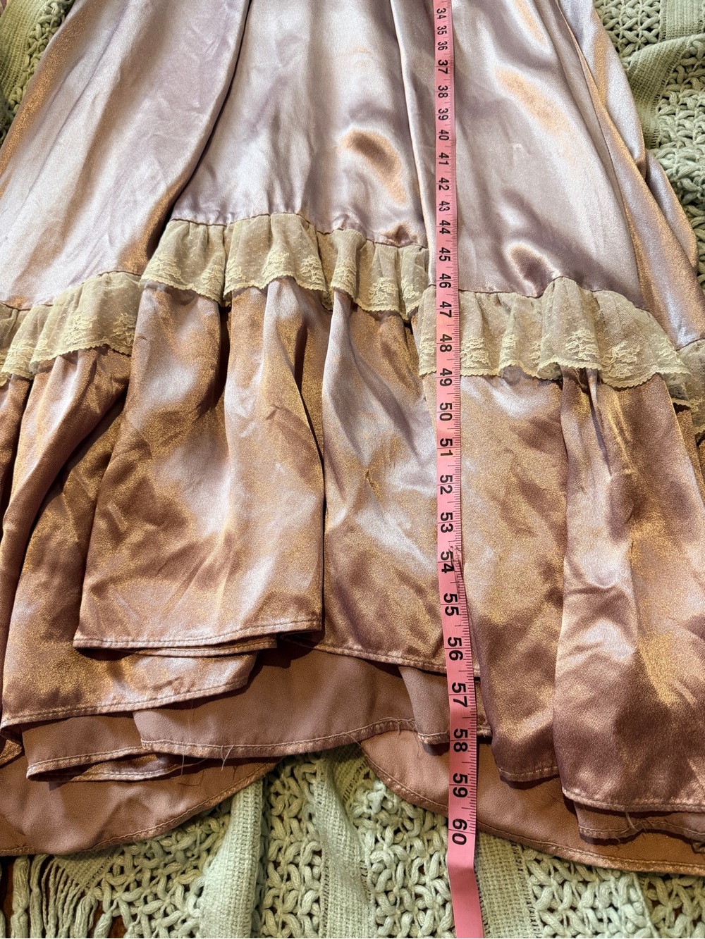 Gunne Sax by Jessica Purple/Ivory Liquid Satin Maxi,  5, altered to 7 - Picture 9 of 9